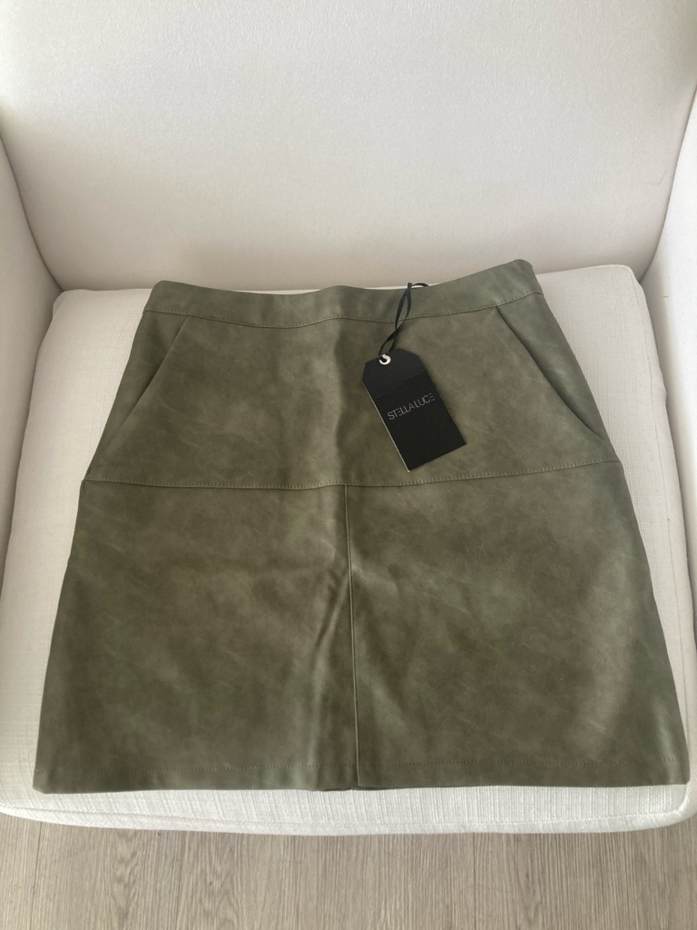 Stella Luce Olive Green Suede Mini Skirt